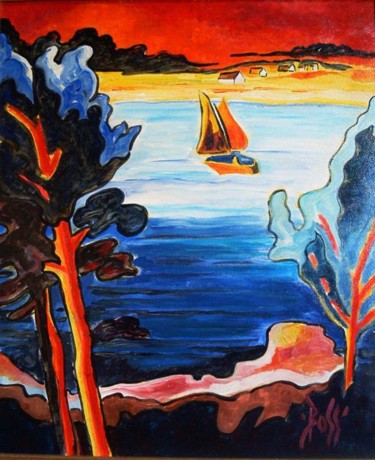 Peinture intitulée "REGATE" par Boss Artiste Peintre, Œuvre d'art originale