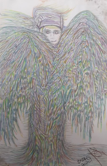 Drawing titled "Guardian Angel" by Sophia Deniece Bossler, Original Artwork, Pencil