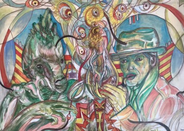 Pittura intitolato "The Naked Lunch" da Bossquito, Opera d'arte originale, Olio