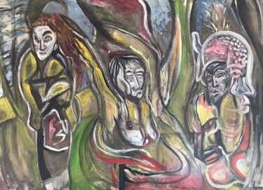 Painting titled "Les monstres" by Bossquito, Original Artwork, Oil