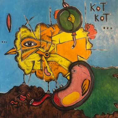Peinture intitulée "Kot Kot" par Bossquito, Œuvre d'art originale, Huile