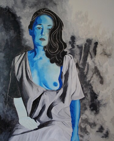 Painting titled "Nu Bleu IV" by Bossquito, Original Artwork, Oil