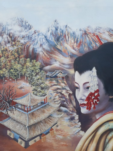 Painting titled "Geisha" by Mel Ista, Original Artwork, Acrylic