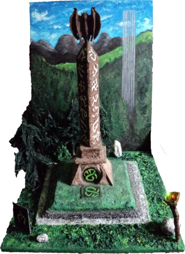 Maquette fanart - balise chauve souris du jeu Legacy of Kain Sculpture intitulée "Maquette fanart - b…" par Alin Eduard Botez, Œuvre d'art originale, Papier mâché