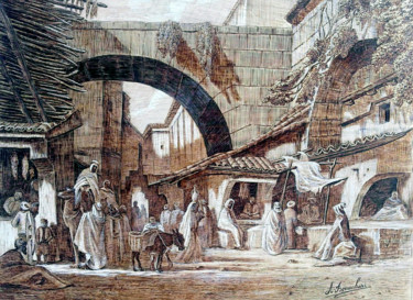 印花与版画 标题为“Constantine 1830 (p…” 由Ahmed Bouachari, 原创艺术品, 雕刻