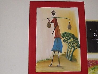 Pittura intitolato "manque d'eau" da Boubacar Sow, Opera d'arte originale