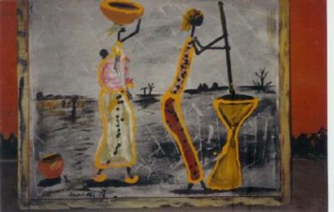 Painting titled "cawcaw" by Boubacar Sow, Original Artwork, Oil