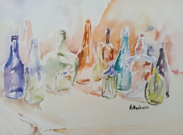 Peinture intitulée "Études sur le verre" par Abdelilah Boubchir, Œuvre d'art originale, Aquarelle