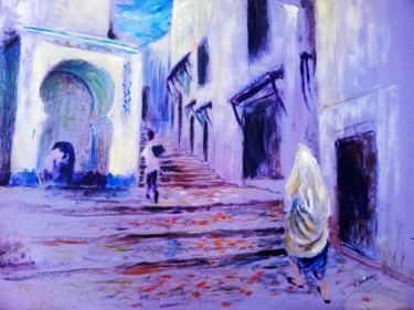 Painting titled "la Casbah mauve" by Abdelilah Boubchir, Original Artwork, Acrylic