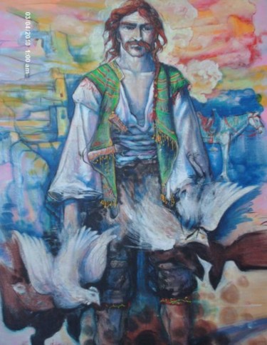 Painting titled "zorba" by Mustapha Boucenna, Original Artwork, Oil