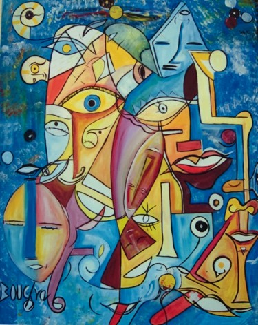 Painting titled "SYMPHONIE" by Bouchra Jelloul, Original Artwork, Oil