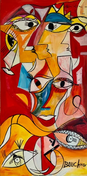 Painting titled "ROYAL LOOK" by Bouchra Jelloul, Original Artwork, Oil Mounted on Wood Panel