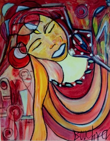 Malerei mit dem Titel "HERMANA LUCIA" von Bouchra Jelloul, Original-Kunstwerk, Öl