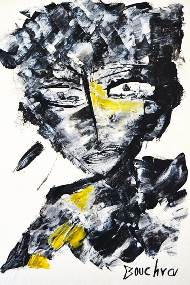 Peinture intitulée "ASH FACE" par Bouchra Jelloul, Œuvre d'art originale, Huile Monté sur Panneau de bois