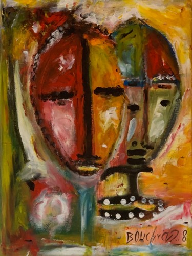 Peinture intitulée "Lord's Mask" par Bouchra Jelloul, Œuvre d'art originale, Huile Monté sur Panneau de bois