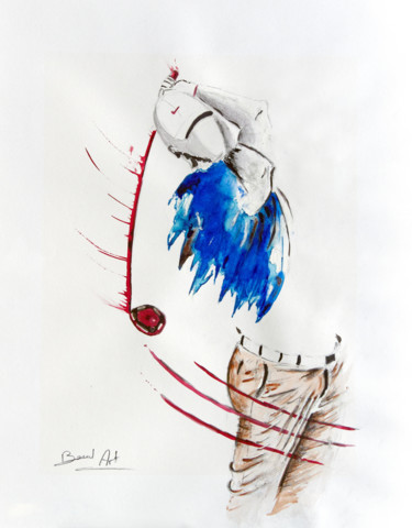 Peinture intitulée "golfeur bleu.jpg" par Alain Boudard, Œuvre d'art originale, Aquarelle