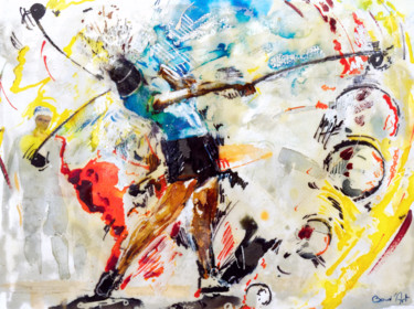 제목이 "explosion golfique.…"인 미술작품 Alain Boudard로, 원작, 수채화