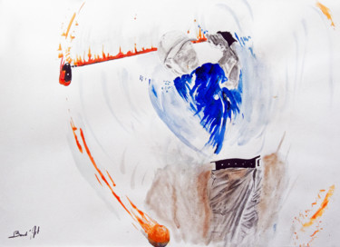 Schilderij getiteld "swing bleu.jpg" door Alain Boudard, Origineel Kunstwerk, Acryl