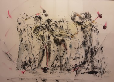 Peinture intitulée "kino "le frappeur"" par Alain Boudard, Œuvre d'art originale, Encre