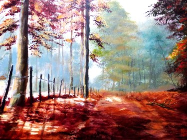 Peinture intitulée "automne-en-foret.jpg" par Serge Boudey, Œuvre d'art originale, Acrylique