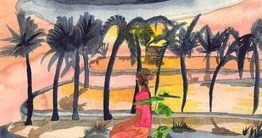 Ζωγραφική με τίτλο "Bali" από Mathilde Descour, Αυθεντικά έργα τέχνης