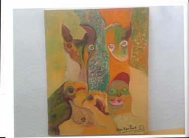 Картина под названием "l'être et les anima…" - Farhat Boudokhane, Подлинное произведение искусства, Масло Установлен на Дере…
