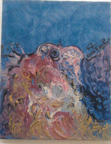제목이 "Le poulpe"인 미술작품 Farhat Boudokhane로, 원작, 아크릴 나무 들것 프레임에 장착됨