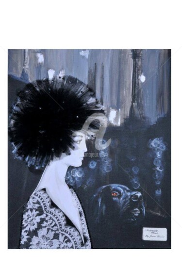 Peinture intitulée "Une nuit a paris" par Mademoiselle Miroir, Œuvre d'art originale