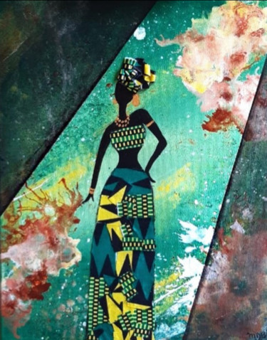 Картина под названием "PRINCESS NGONE" - Mame Diarra B. Dieng (BOUGARAPAINTINGS), Подлинное произведение искусства, Акрил Ус…