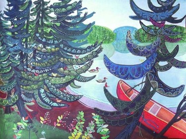 Painting titled "Raged Lake" by Kipik, Original Artwork