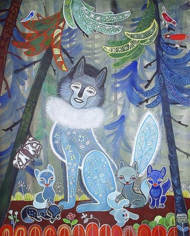 Peinture intitulée "la louve" par Kipik, Œuvre d'art originale