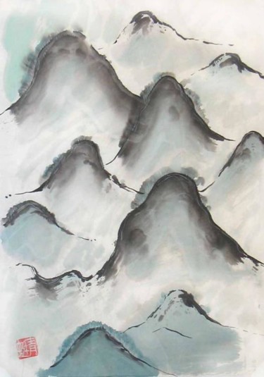 Pittura intitolato "Chinese landscape" da Kipik, Opera d'arte originale