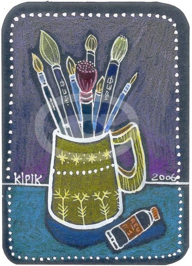 Painting titled "Artist Brushes" by Kipik, Original Artwork