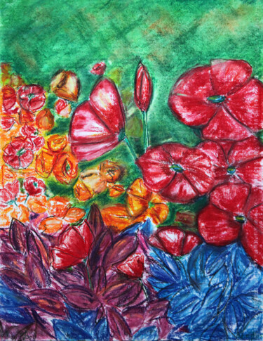 Фотография под названием "Fleurs dans le jard…" - Boulavskiy, Подлинное произведение искусства, Пастель