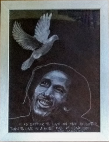 Peinture intitulée "Bob Marley" par Greensleeves, Œuvre d'art originale, Conté Monté sur Carton