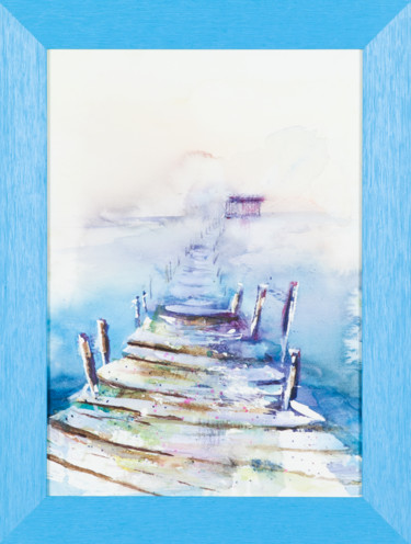 Peinture intitulée "Le pont" par Greensleeves, Œuvre d'art originale, Aquarelle Monté sur Carton