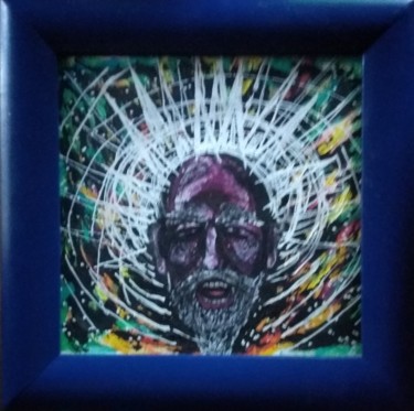 Painting titled "Jésus crie" by Greensleeves, Original Artwork, Gouache Mounted on Cardboard
