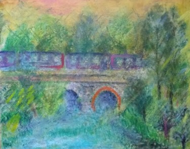 Картина под названием "Le petit train" - Greensleeves, Подлинное произведение искусства, Пастель