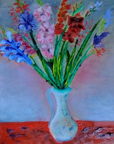 Painting titled "Le bouquet" by Greensleeves, Original Artwork, Oil