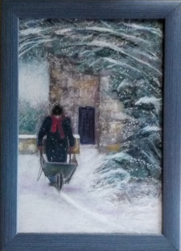 Painting titled "Solitude hivernale" by Greensleeves, Original Artwork, Pastel Mounted on Cardboard