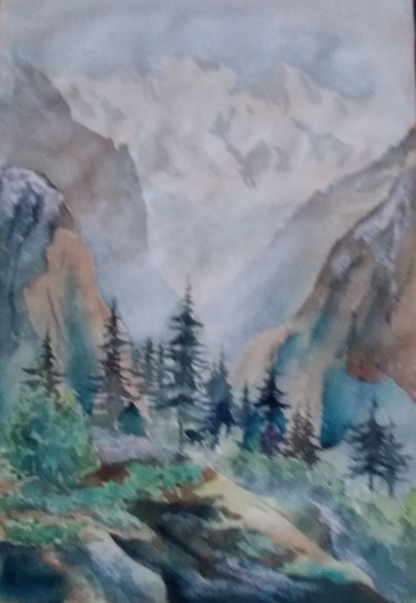 Painting titled "Sans titre 3" by Greensleeves, Original Artwork, Watercolor