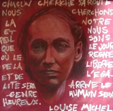 Painting titled "Louise Michel" by Greensleeves, Original Artwork, Conté Mounted on Cardboard