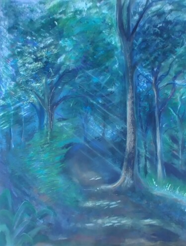 Peinture intitulée "Deep forest" par Greensleeves, Œuvre d'art originale, Pastel