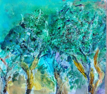 Peinture intitulée "Forêt magique" par Greensleeves, Œuvre d'art originale, Acrylique