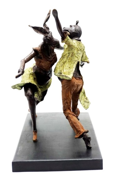 Scultura intitolato "Saooga (Danse en la…" da Boureima Ouedraogo, Opera d'arte originale, Bronzo