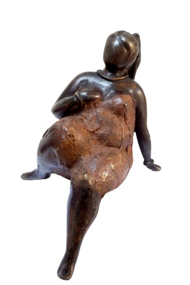 Sculptuur getiteld "Tranquille 2" door Boureima Ouedraogo, Origineel Kunstwerk, Bronzen