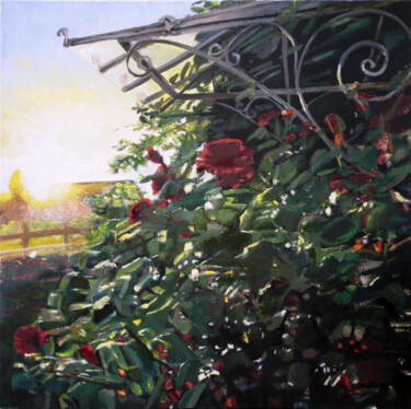 Rosier Peinture intitulée "Rosier" par Théodore Bouret, Œuvre d'art originale, Huile Monté sur Châssis