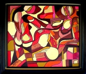 Painting titled "Flamme" by Boussoussa, Original Artwork, Oil