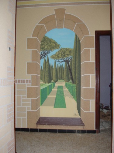 Peinture intitulée "trompe l'oeil(  mur…" par Karim Boutaghane, Œuvre d'art originale, Acrylique