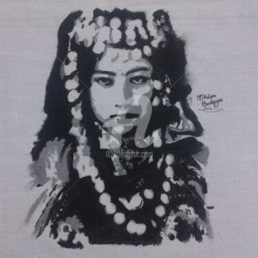Pintura titulada "fille berbère" por Boutayna Mikdam, Obra de arte original